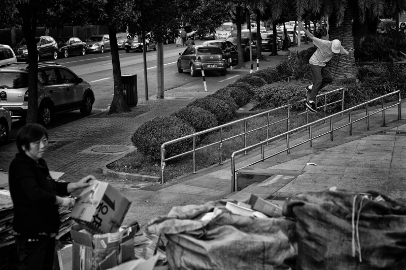 Mark back smith grinds in China / Photo by Florian Lanni