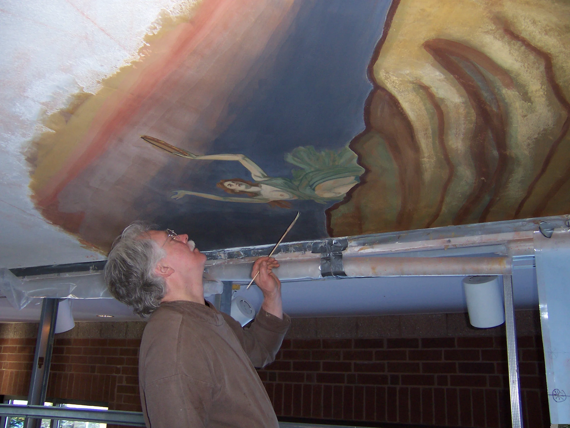 B.F.LongIV working on the Fresco in Community Center of Morganton, NC