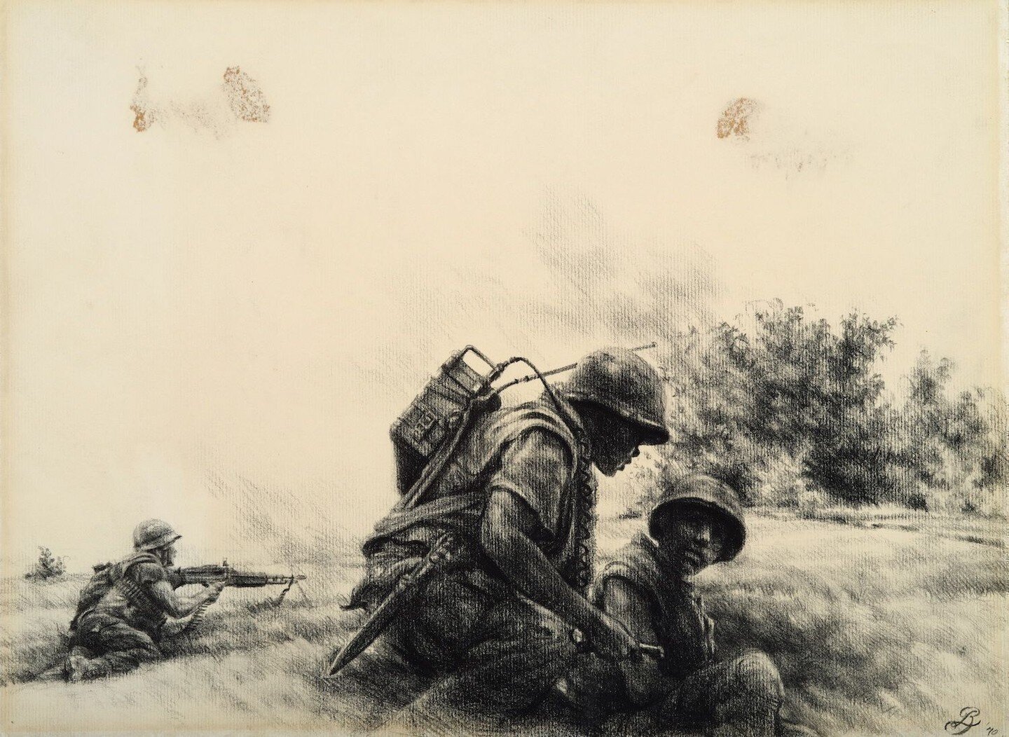 𝚅𝚒𝚎𝚝𝚗𝚊𝚖 𝙲𝚘𝚖𝚋𝚊𝚝 𝙰𝚛𝚝 
.
🔁Via @usmccombatart

&ldquo;This pen drawing is from my experience as platoon commander when we were caught under fire.&rdquo; @bfl.iv_studios , Vietnam combat artist.
.
.
.__________
.
Archived within the @usmc