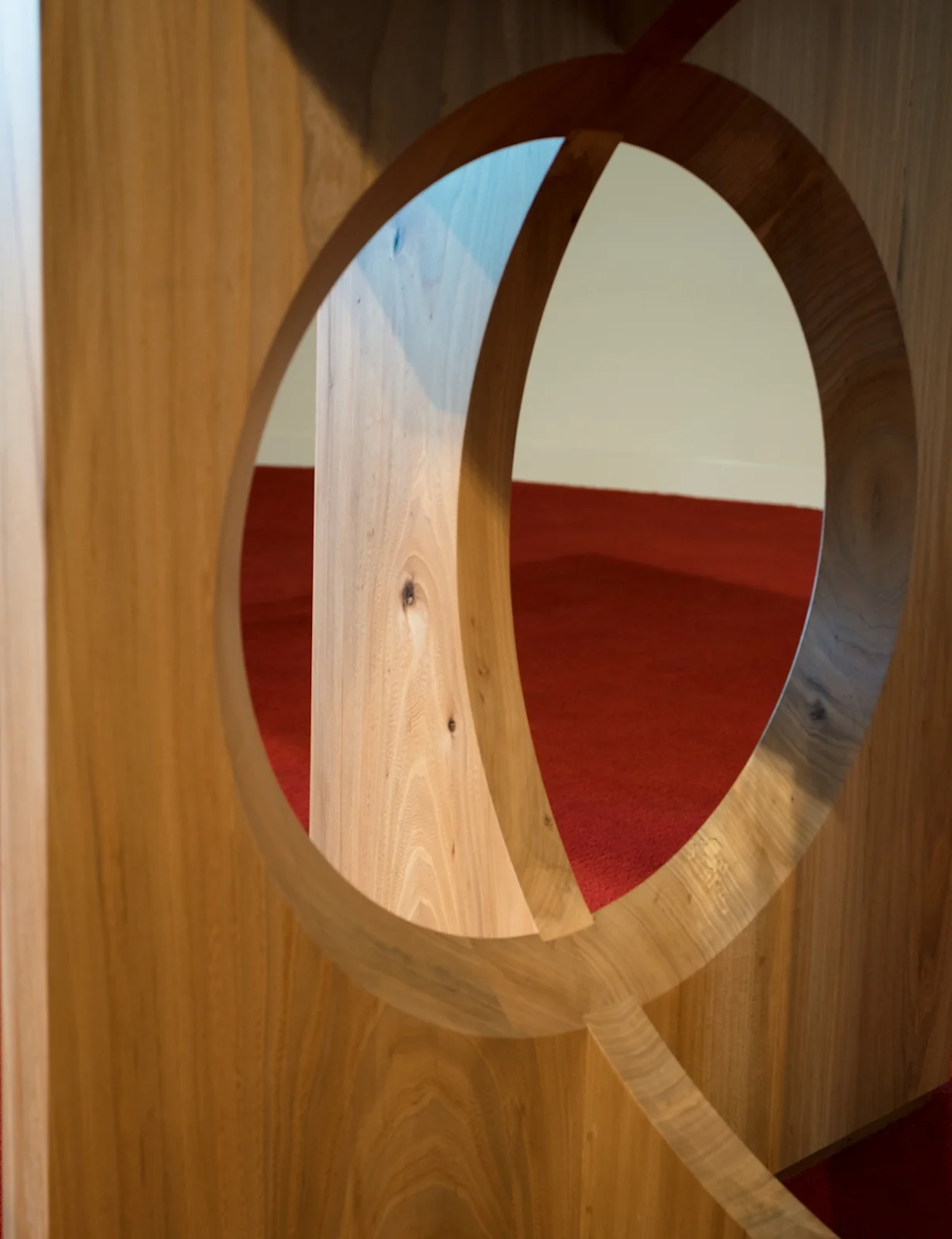 St. Edward's Chapel renovation by Pollen Architects, 2014 Detail of the altar. A spherical space has been subtracted from the elmwood base.