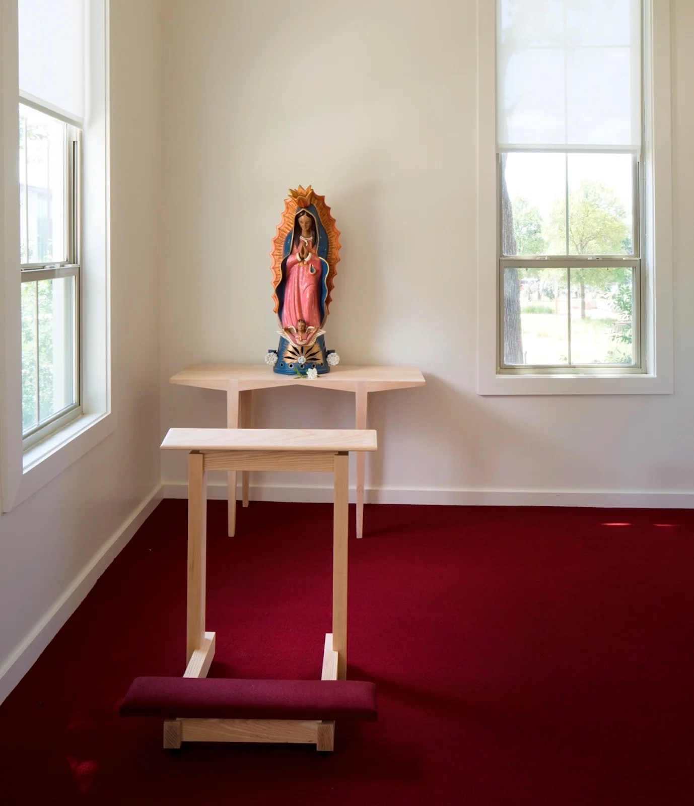 St. Edward's Chapel renovation by Pollen Architects, 2014 Kneeler and offering table of white ash