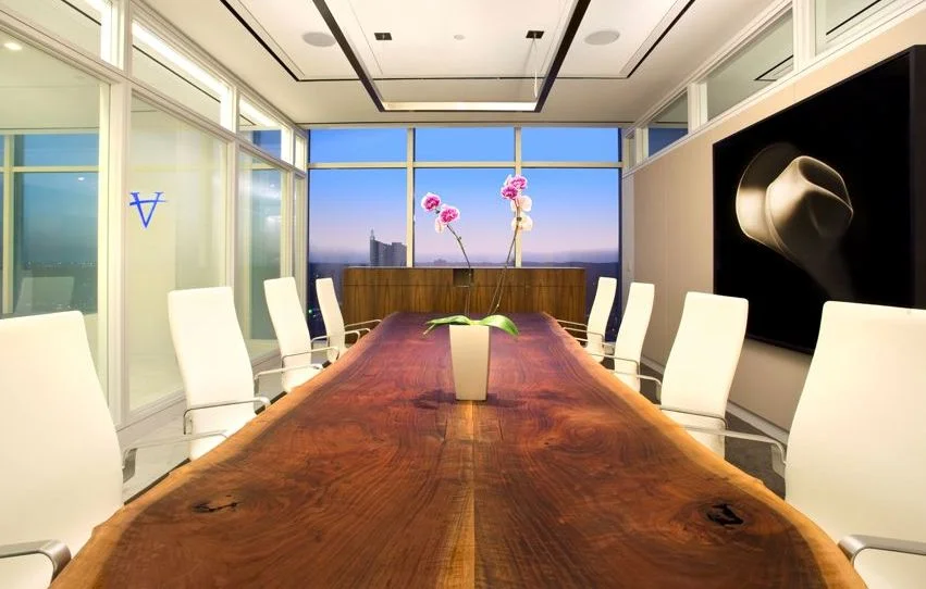 Vista Equities, Austin, Texas, 2011 Conference table of claro walnut, designed by Gensler 13'-6" l x 3'-6" w x 29" h