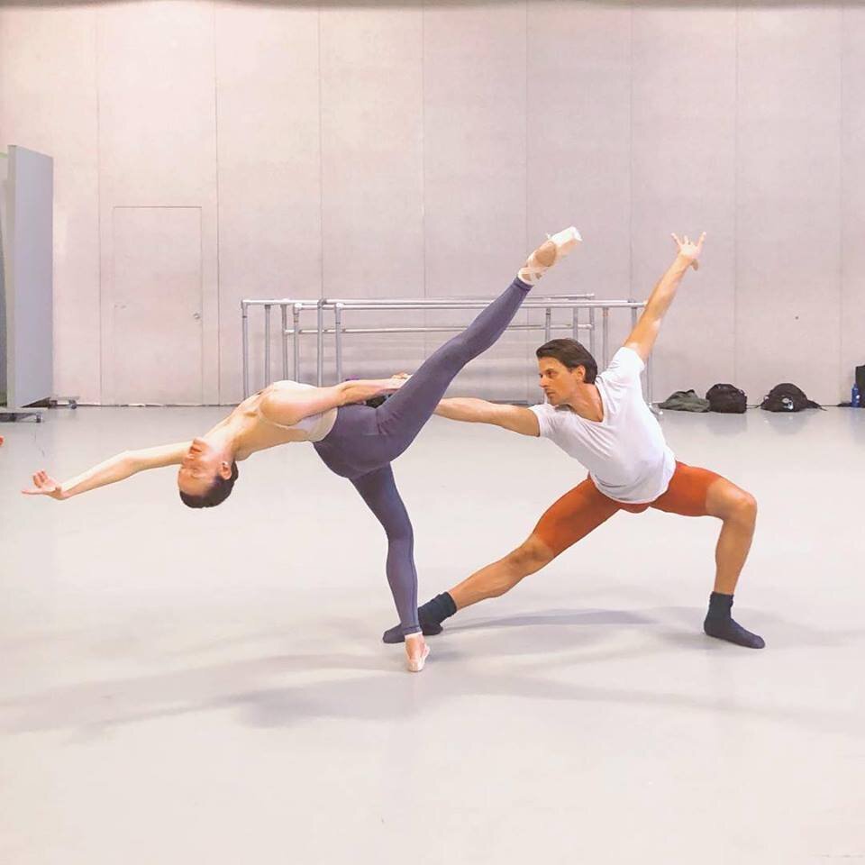 Artists of Charlotte Ballet rehearse with Stephanie. Photo by James Wiley