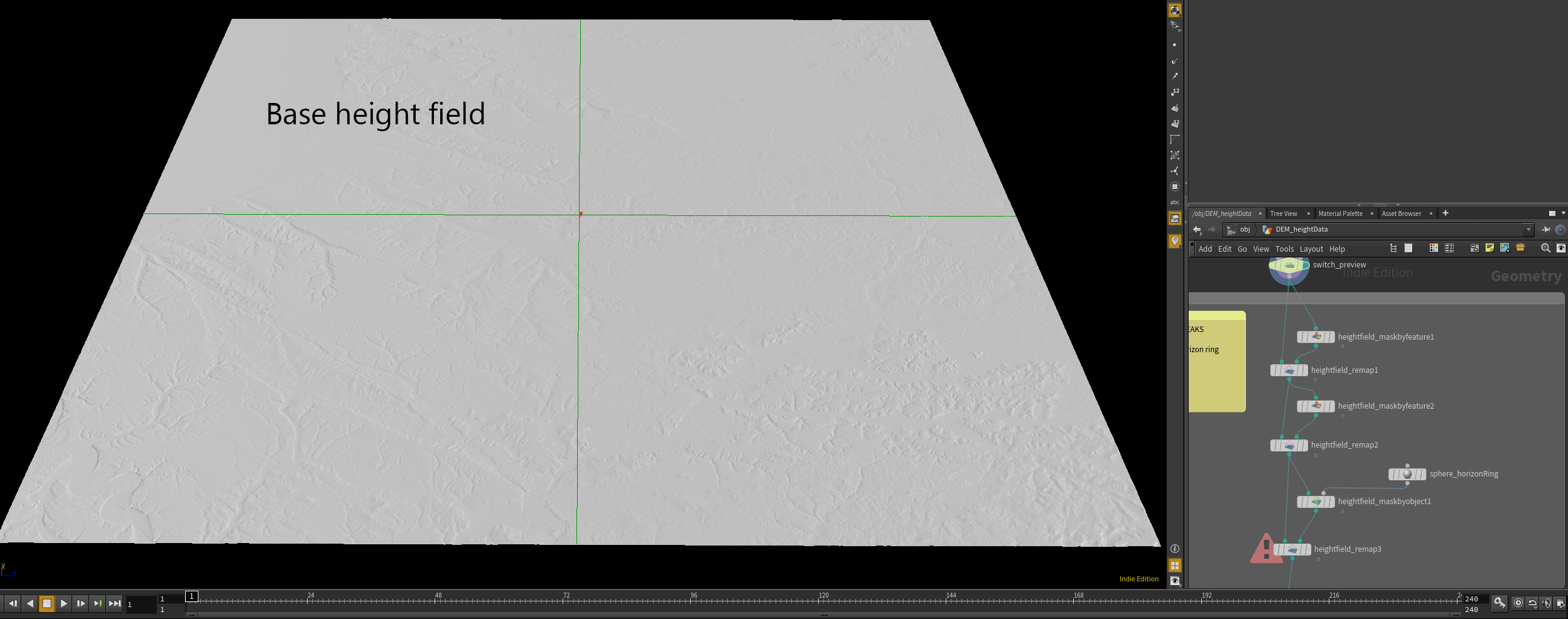 Simple processing of the height map in Houdini