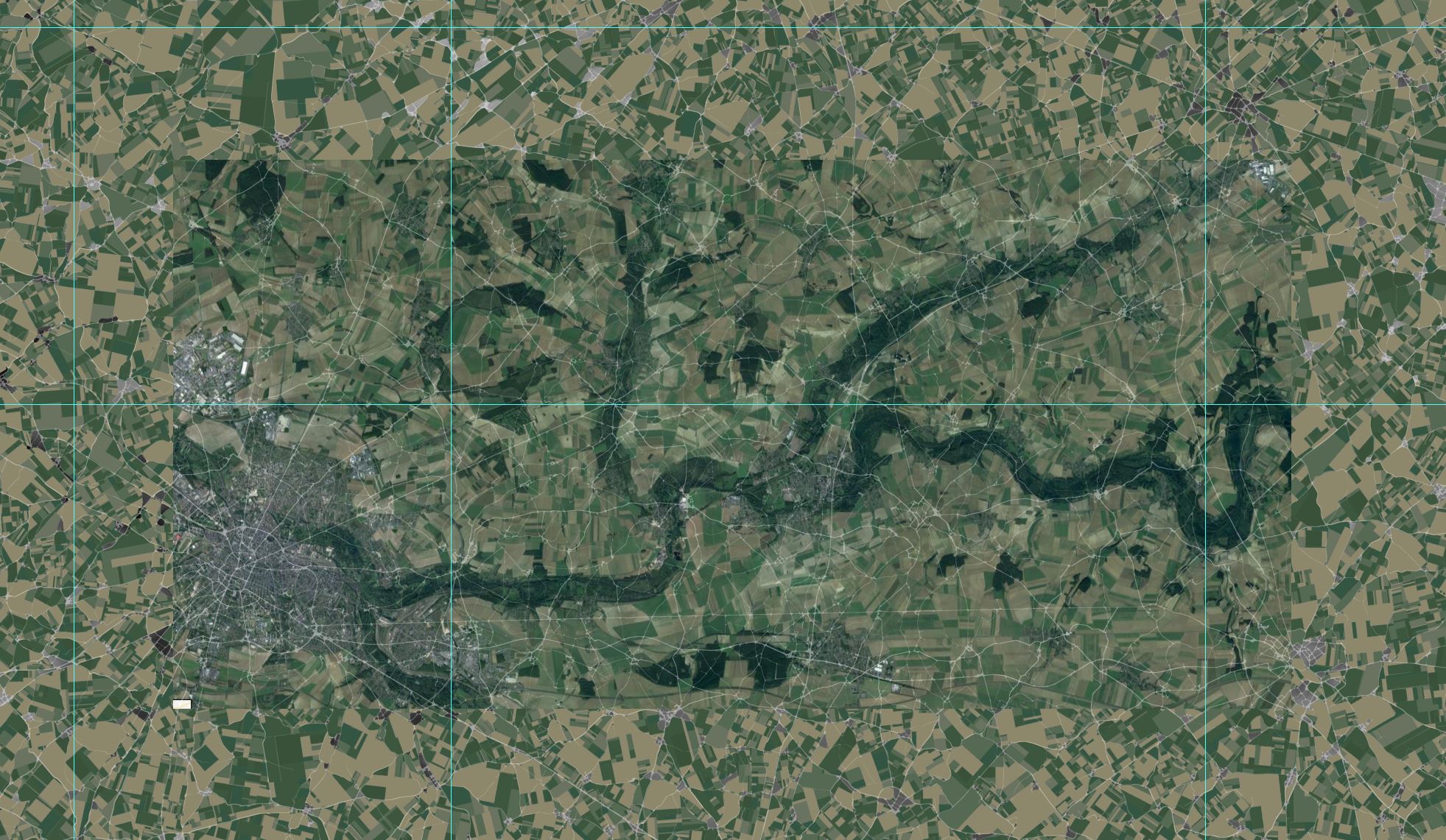 The google screengrab in the middle almost melts away as it mixes with the surrounding Houdini generated fields. Pretty cool! Still needs some colour tweaks and noises mixed in but it's a good result I think. 
