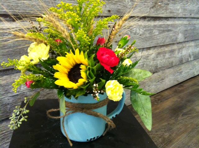The popular enamel mug arrangement - 