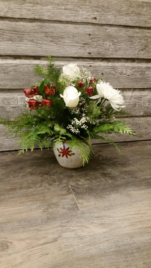 Whites, reds with Christmas greens