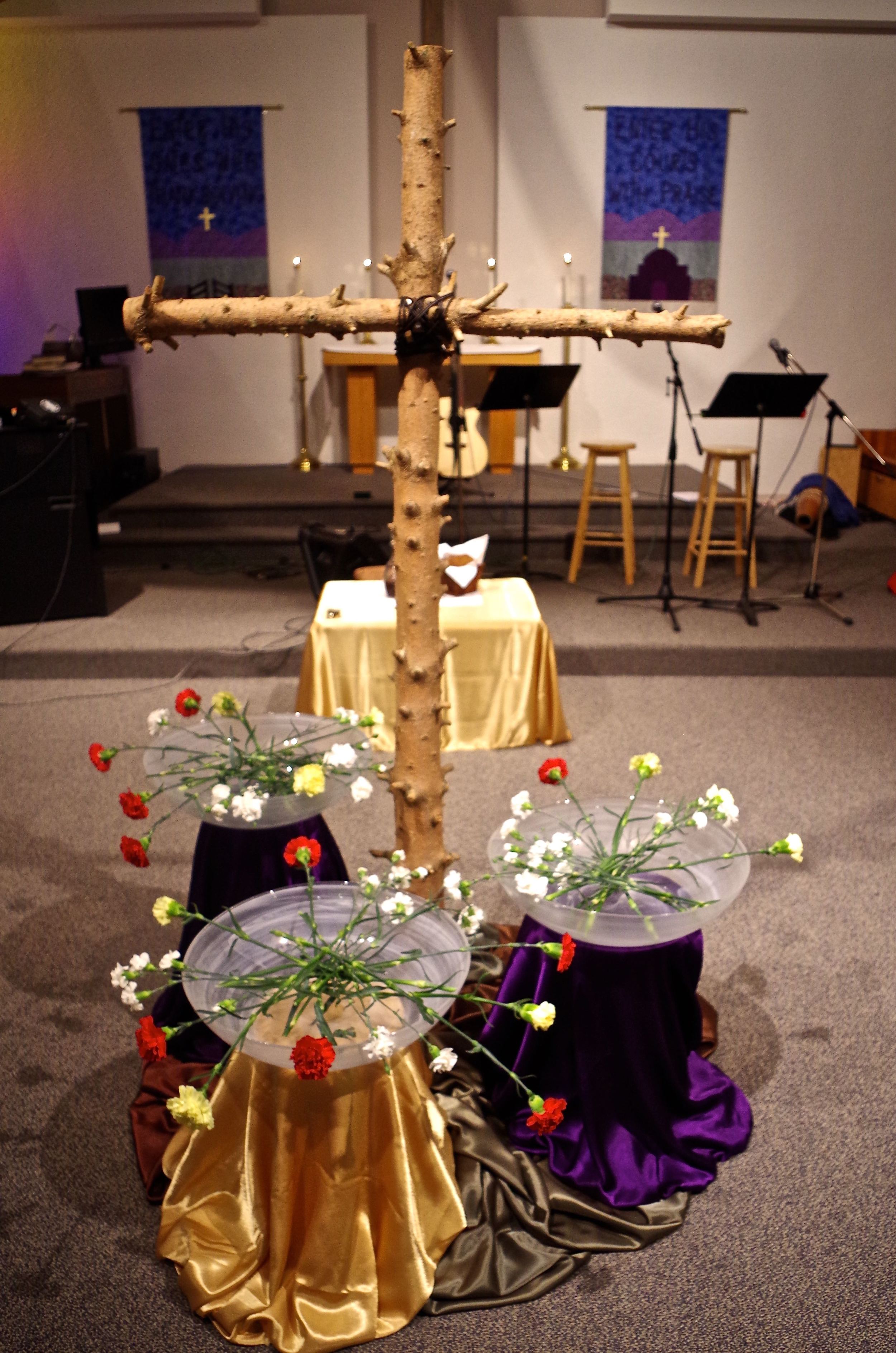 carnations and cross