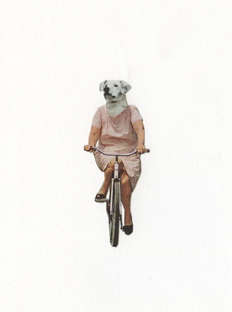 Every Bike Ride Is One Less Car Ride Handcut Collage on Paper 2015