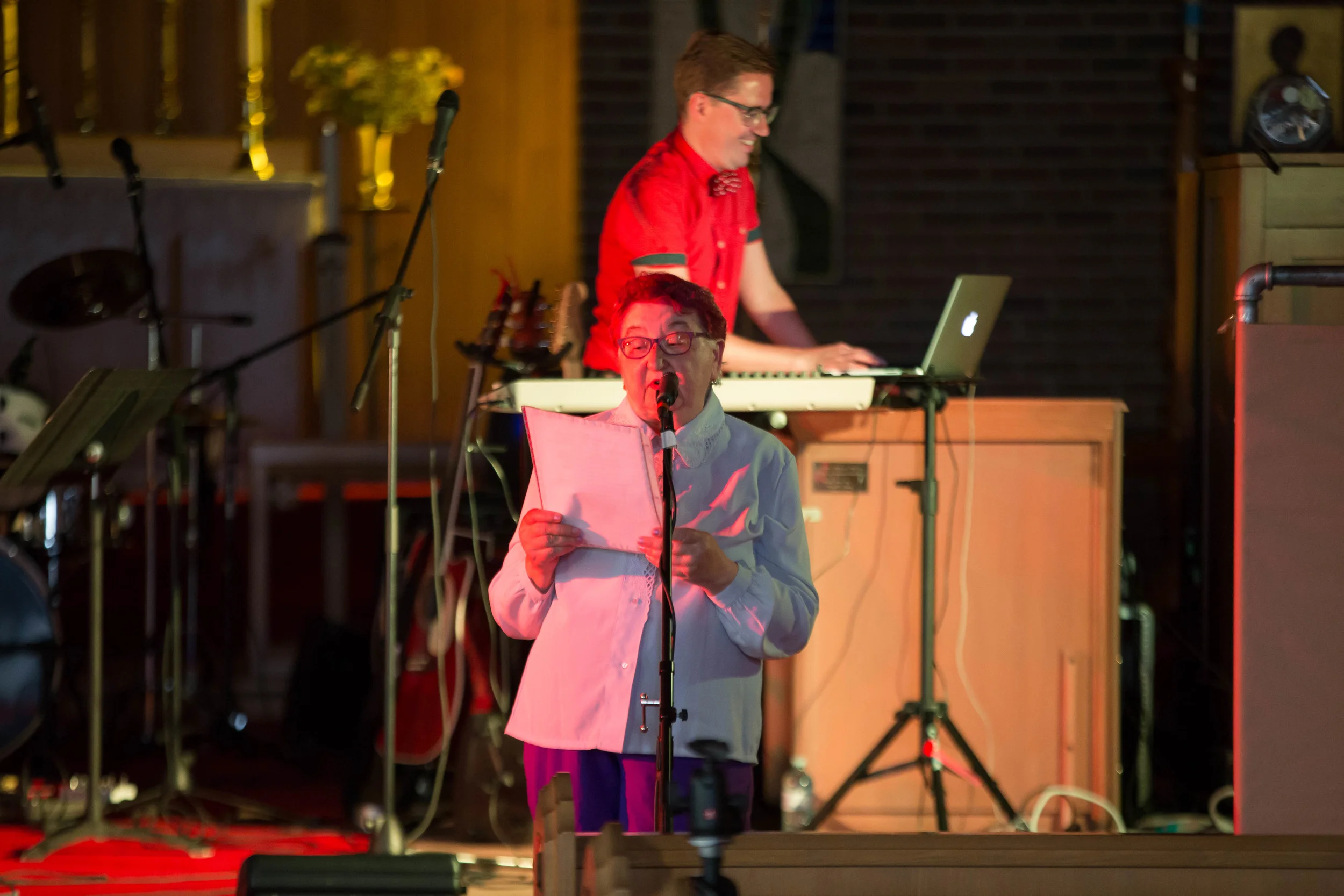 Bernice reads a poem - Dave cannot help but smile