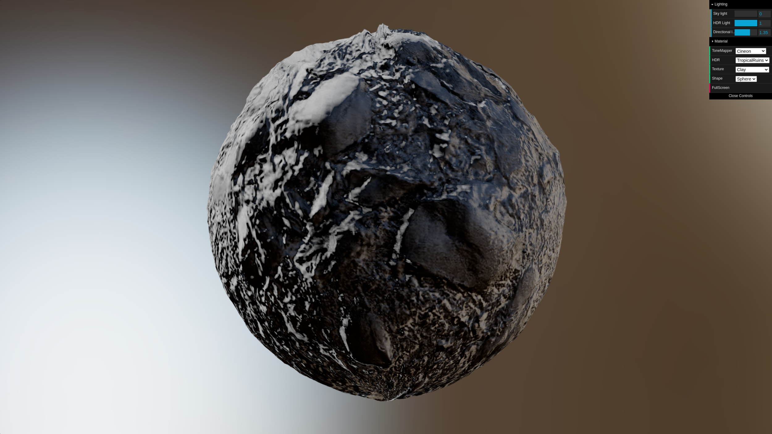You can view your results with many HDRi environments and most common shader viewing modes. Keep in mind results are only at 1024x1024. So once rendered, quality is much higher.