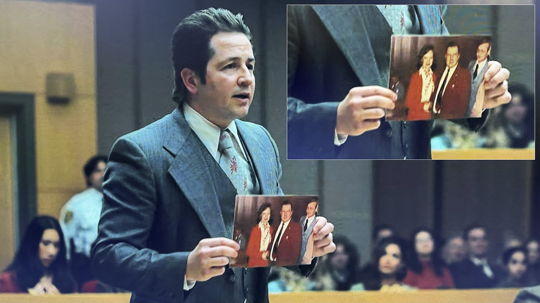   Devil in Disguise - John Wayne Gacy Meets First Lady Rosalyn Carter   In this critical prop image, Michael Chernus was photographed in the exact position as the original Gacy, so that he could be composited in with Photoshop. I shoot in Capture sof