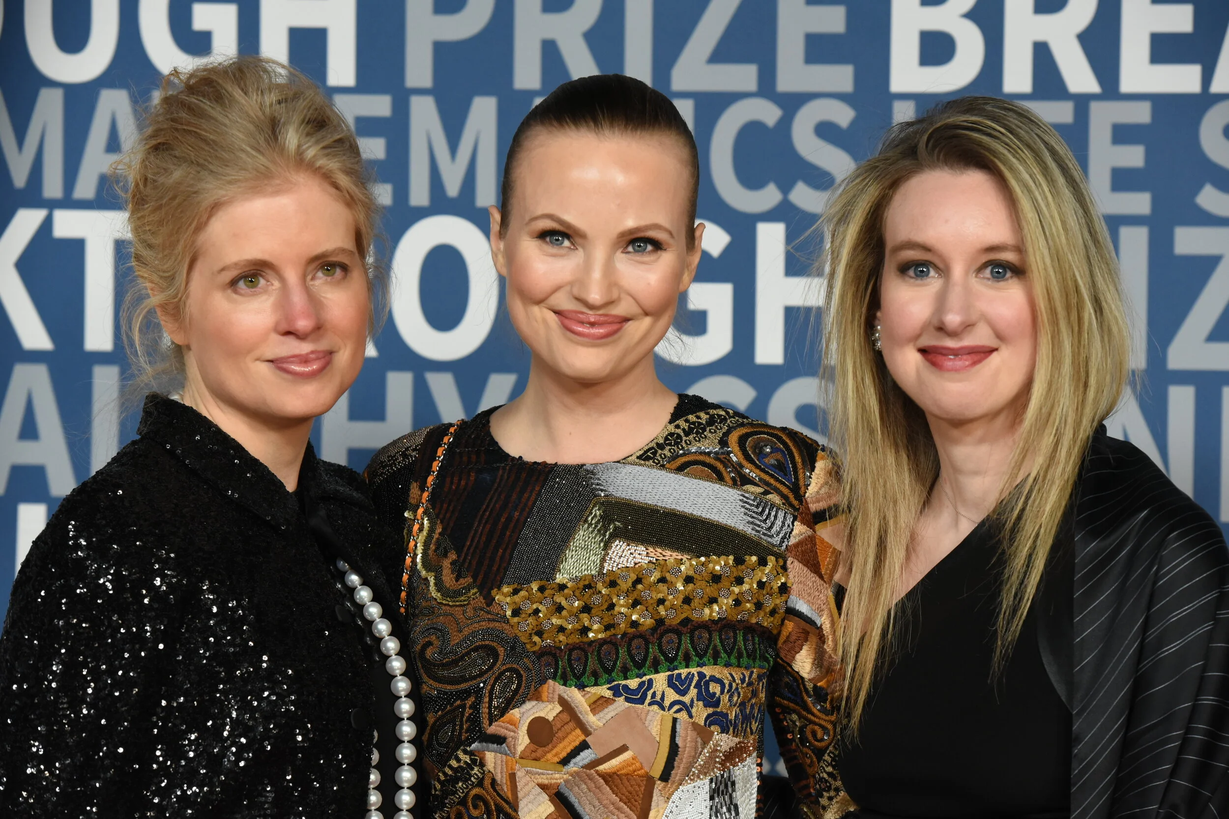   Stanford alum Laura Arrillaga-Andreessen, Julia Milner and notorious Stanford drop-out and Theranos founder Elizabeth Holmes in Mountain View, 2015.  