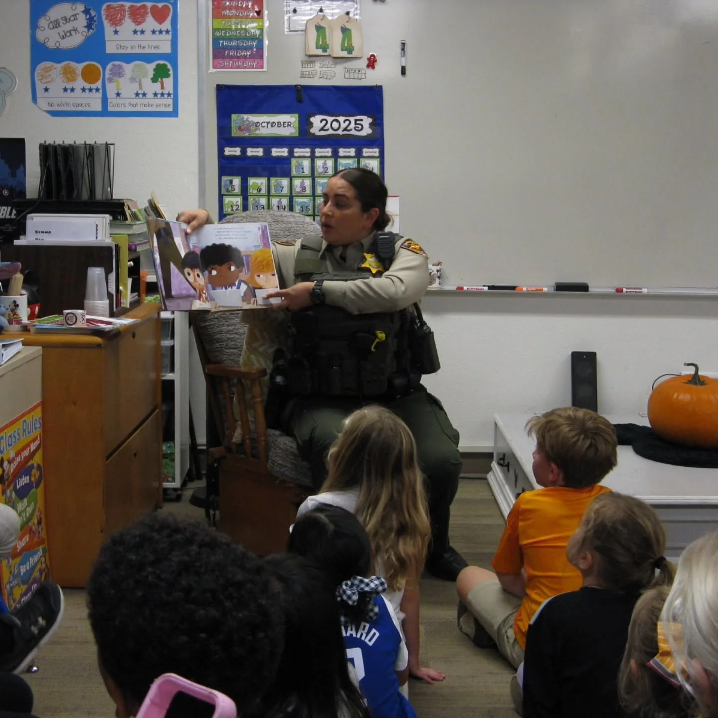 Yesterday Kindergarten and 1st grade got to learn about school safety from our school resource officer!!