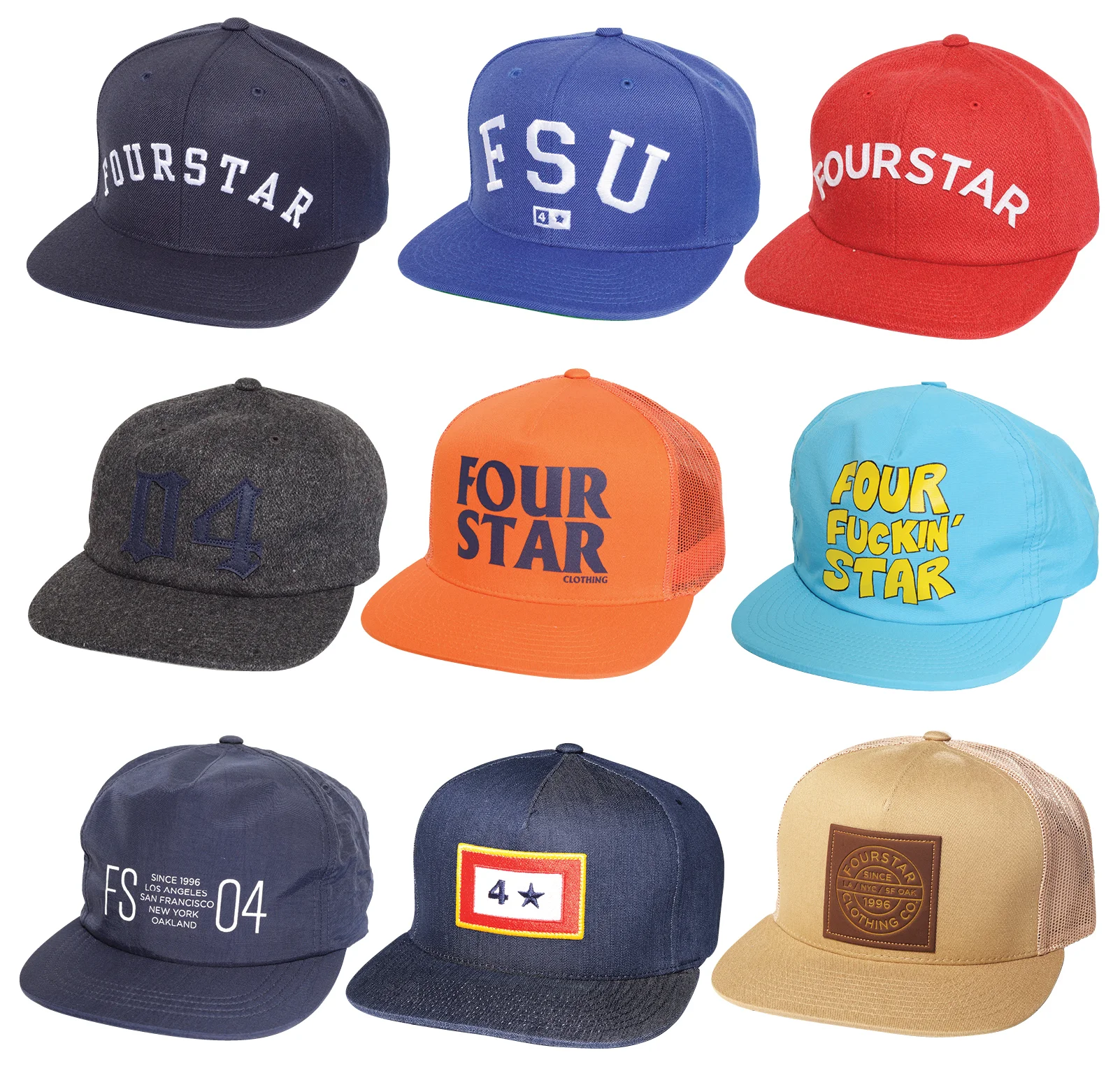 Various Headwear Graphics for Fourstar Clothing