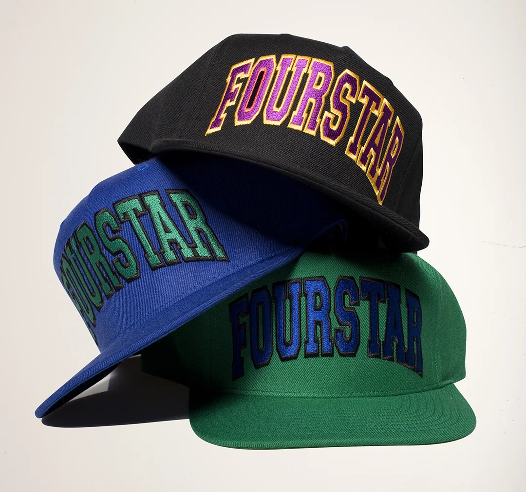 Custom typography for Fourstar Clothing headwear 