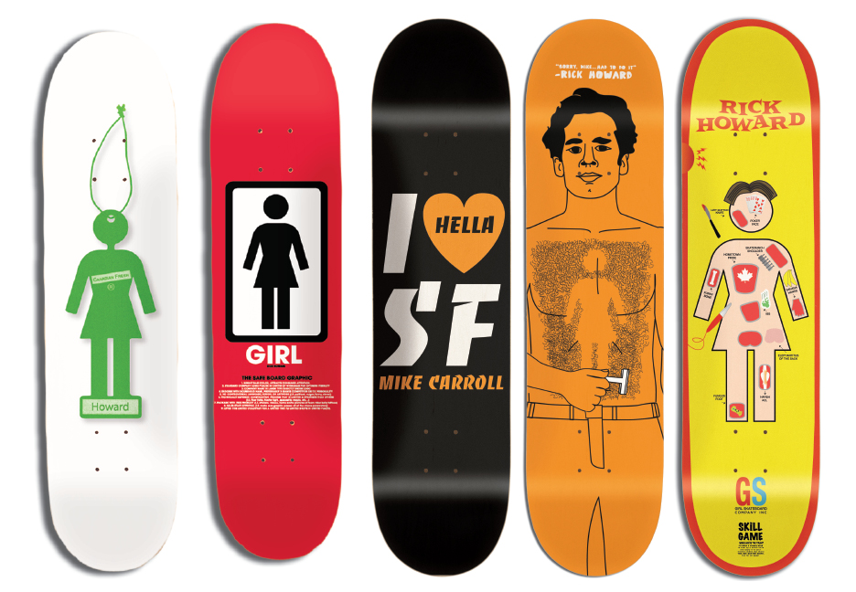 Various skateboard graphics for The Girl Skateboard Company