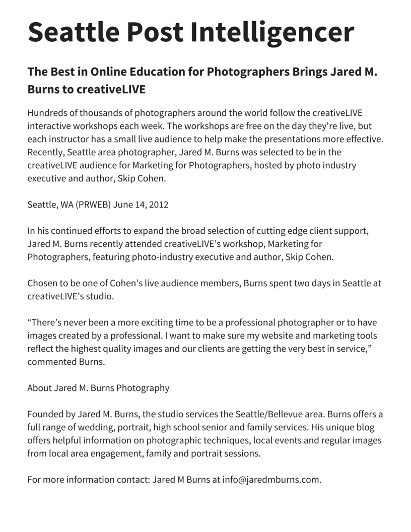Published in the Seattle Post‑Intelligencer