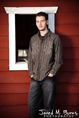 Duvall Cedarcrest Senior Guy Portrait Photographer - John McDonald Park, Carnation - Standing by barn