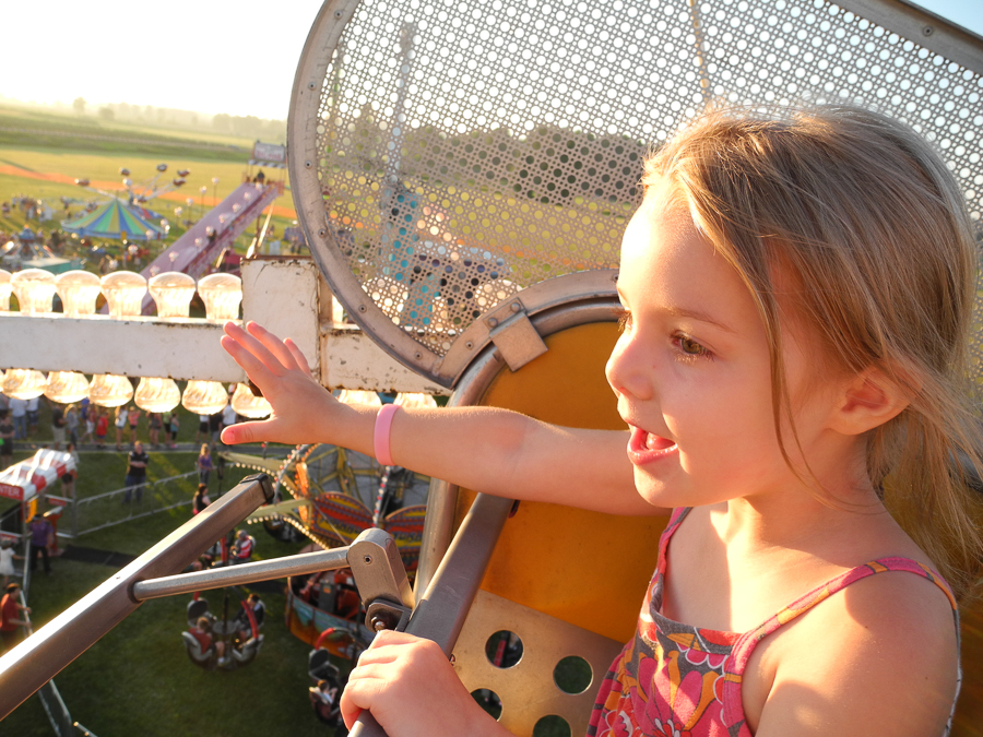 My daughter's first ride on a ferris wheel.