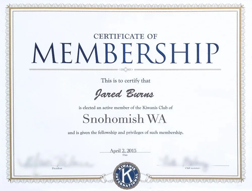 Proud Member of Snohomish Kiwanis