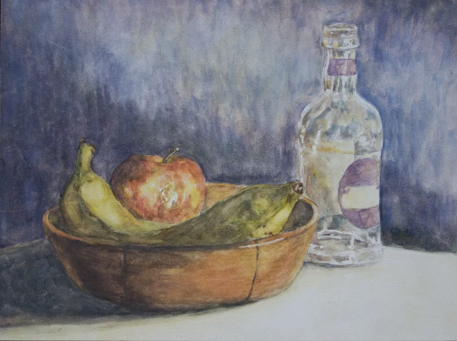 Fruit & Bottle Still Life