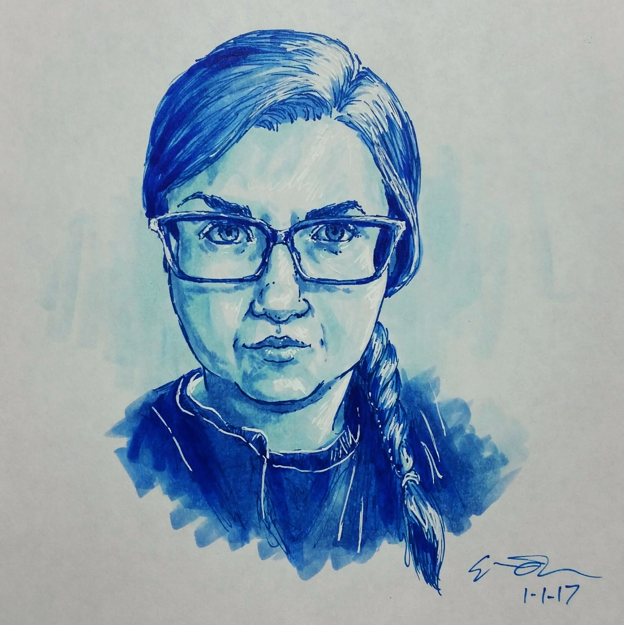 Self-Portrait in Blue
