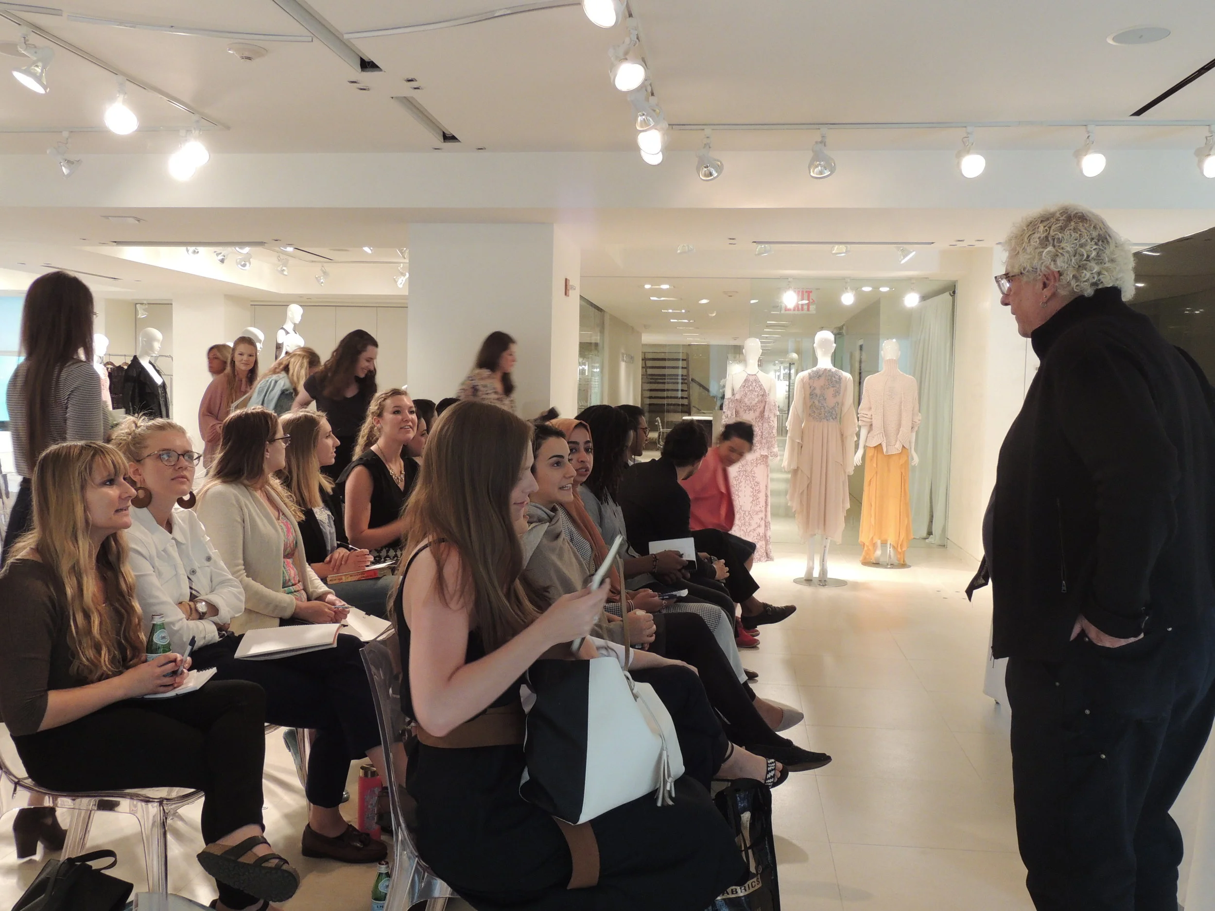 Staff went on to discuss the process behind deciding on the value of a retail item. “If you compete solely on price, you will always lose,” he said honestly. “If a buyer tells you that they want you to lower the price of your item, that means your item is just not that hot right now. The price of an item isn’t about whether it is ‘expensive’ or ‘cheap’ – it’s a question of whether it is worth it to the buyer.” Marty shared some details about the math behind how companies price an item. “Each member of the process wants a certain amount in profits,” he said. “If an item cost $20 to produce, the manufacturer is going to want a 50% markup, which means you need to price it at $40. The retailer will then want a 60% markup on that price, meaning the item will need to be priced at $100 when it hits the selling floor. There are a lot of parties involved and we need to satisfy each one.” In retail, more than half of a company’s business comes from basic items and predictable commodities. Creativity and innovation generate consumer interest in making the purchases that produce the remaining portion of sales. Marty shared that as a company, when an industry feels stagnant, you need to create the demand and then fill it. “A good example of this is a company called Free City,” he shared. “Their main product line centers around loungewear and sweat suits. However, they draw customers in by making coming into their store locations an engaging experience. Alongside their clothing they sell a large assortment of health and fitness items ranging from full sized bicycles to fresh almond milk.” When retail locations are experiential, companies are selling their customers more than just their items; they are selling a lifestyle. 