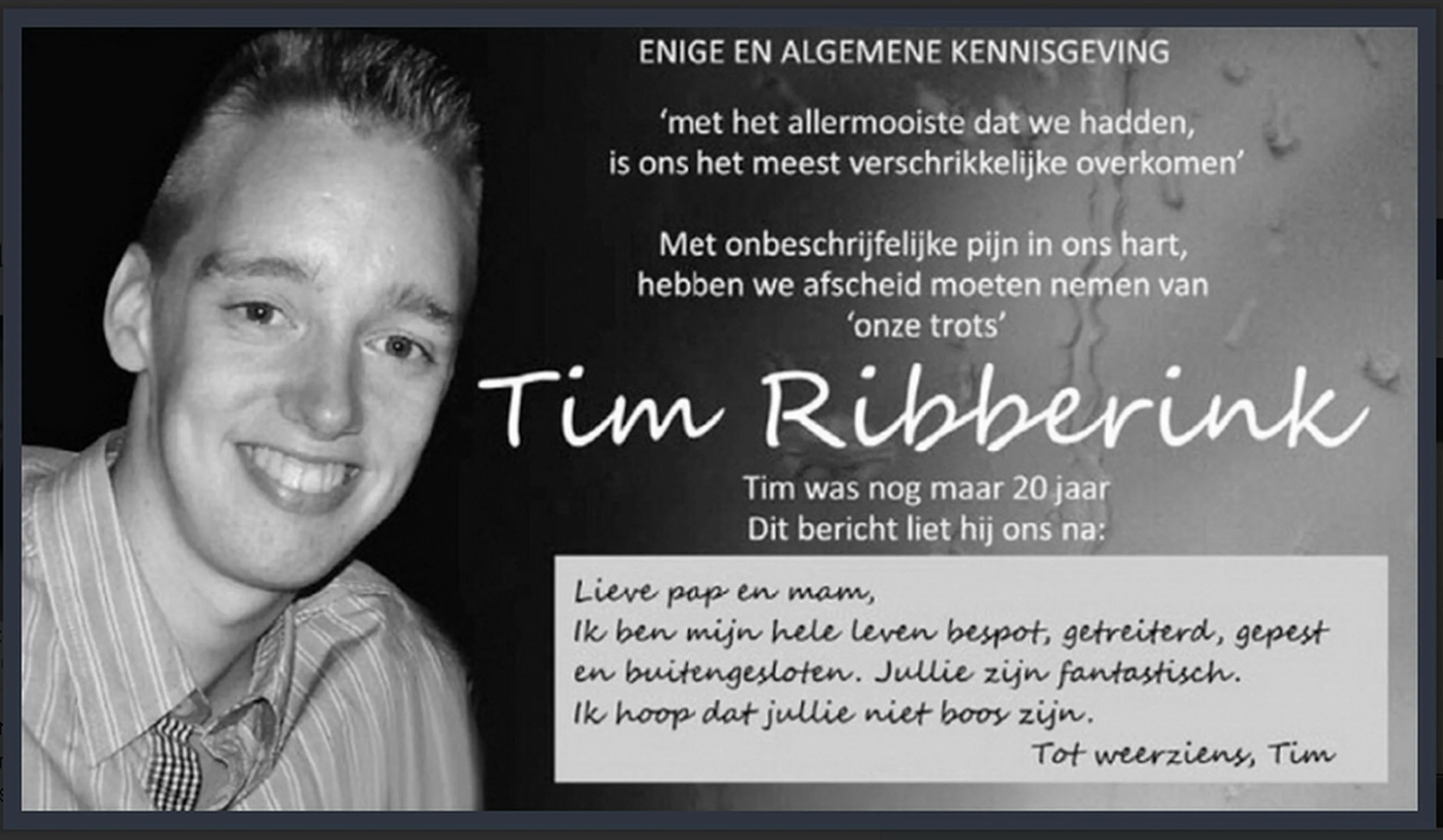 Tim zag het leven niet meer zitten