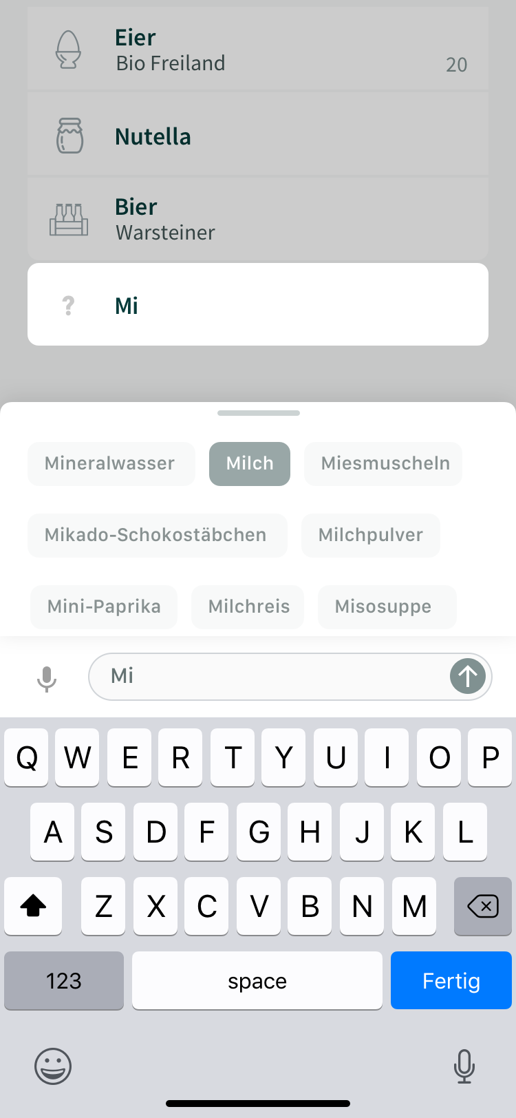 The "smart" suggest chips are filtered while the user is typing.