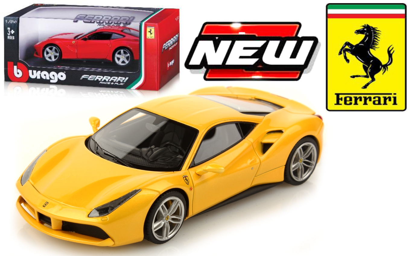 26013 Ferrari 488 GTB, geel, Bburago