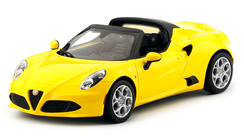 TSM164383 Alfa Romeo 4C Spider 2016, geel, Truescale Miniatures