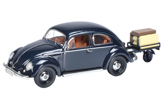 450389400 VW Käfer met aanhangwagen, blauw, Schuco