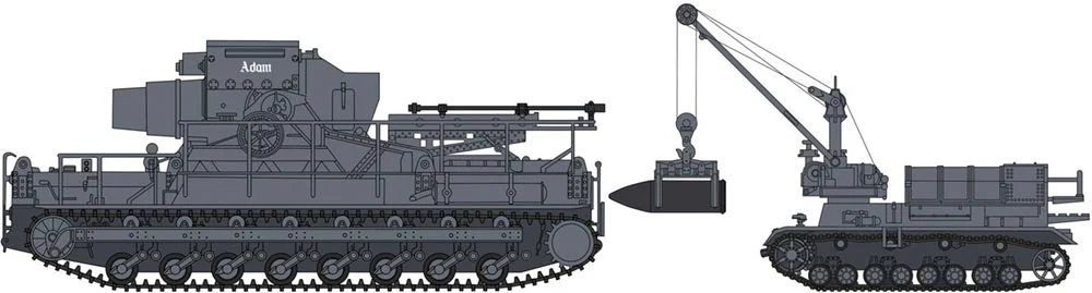 30041 60cm/54cm Mörser Karl 040/041 "1st Battery Adam/Baldul" w/Munitionspanzer IV, Hasegawa, Schaal 1/72