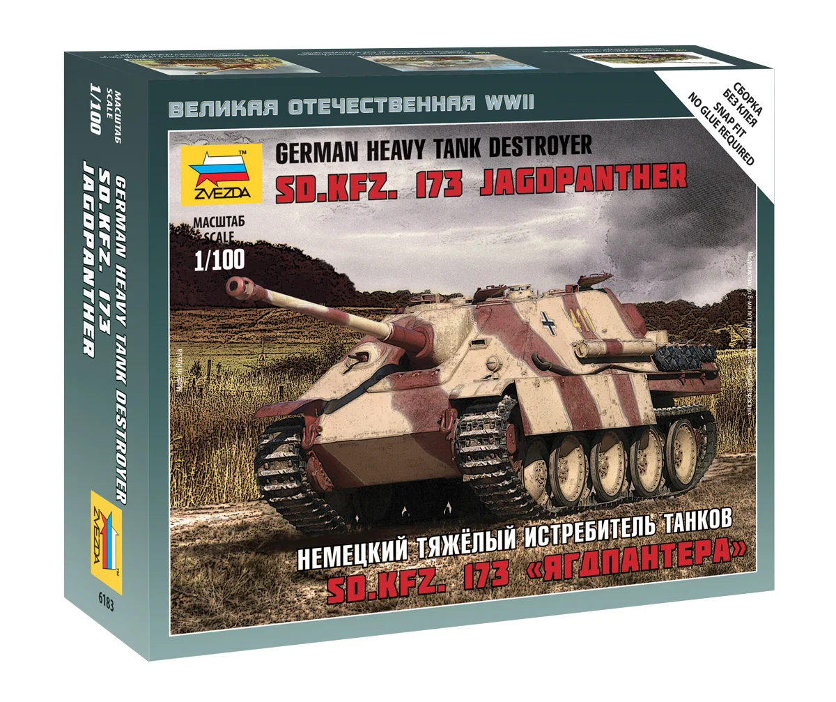 6183 German Heavy Tank Destroyer Sd.Kfz. 173 Jagdpanther, Zvezda, Schaal 1/100