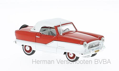 36254 1959 Nash Metropolitan Coupé, wit/Madri Gras rood, Vitesse