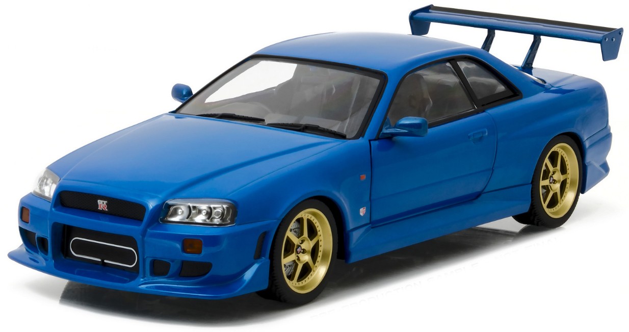 19032 1999 Nissan Skyline GT-R R34, blauw, Greenlight