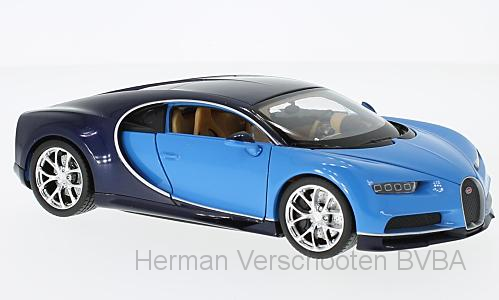 24077BLUE Bugatti Chiron, lichtblauw/donkerblauw, Welly