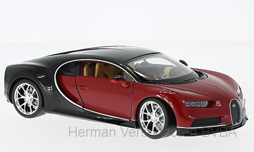 24077RED Bugatti Chiron, rood/zwart, Welly