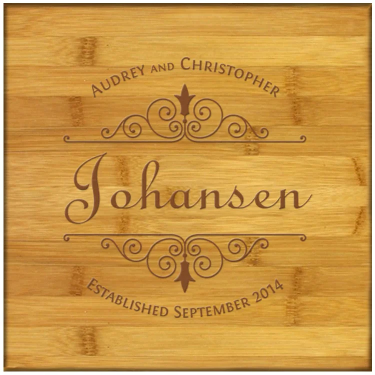 Square Bamboo Coasters with holder (Filigree)