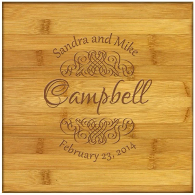 Square Bamboo Coasters with holder (Flourish)