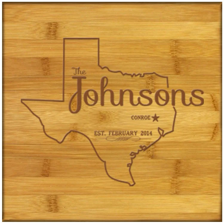 Square Bamboo Coasters with holder (Texas)