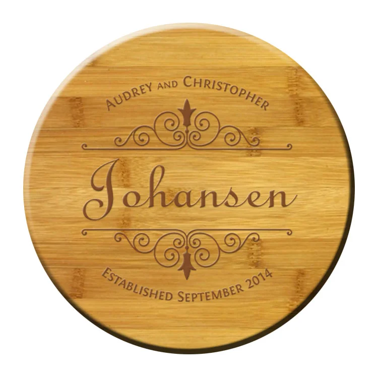 Round Bamboo Coasters with holder (Filigree)