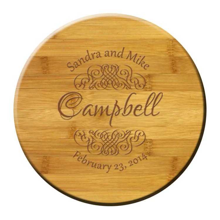 Round Bamboo Coasters with holder (Flourish)