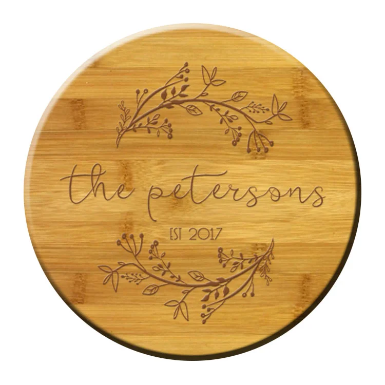 Round Bamboo Coasters with holder (Wreath)