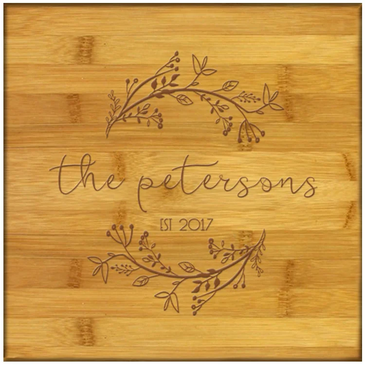 Square Bamboo Coasters with holder (Wreath)