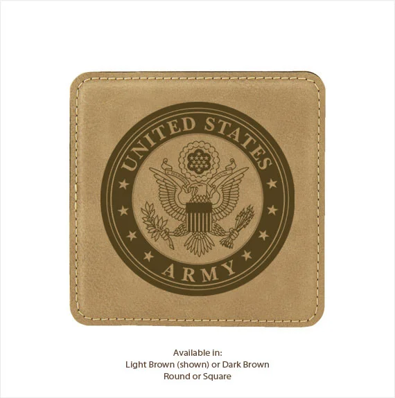 Leatherette Coasters w/holder (Army Seal)