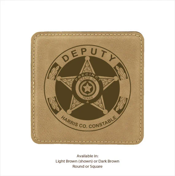 Leatherette Coasters w/holder (Harris County Constable)