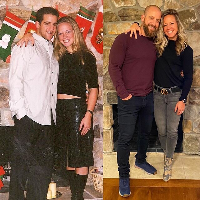 20 years between these Christmas Photos🎄😂. A little more bicep and a little less crop top, but same fireplace and a whole lotta memories and life in between!!