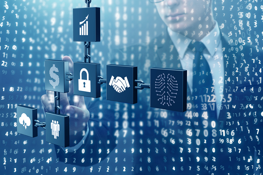 Representación de blockchain en iconos